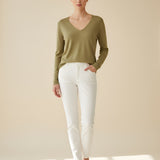 Extrafine Merino Audrey V-Neck Olive