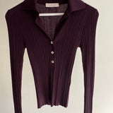 Extrafine Merino Carla Polo-Neck Dark Burgundy