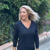 Extrafine Merino Audrey V-Neck Deep Blue