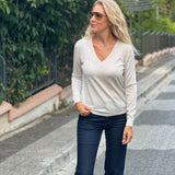 Extrafine Merino Audrey V-Neck Winter White