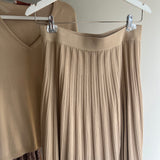 Tree Silk Knit Flared Skirt - Beige