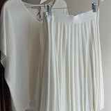 Tree Silk Knit Flared Skirt - Off-White