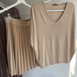 Ağaç İpeği Triko Donna Bluz Bej- Loose fit