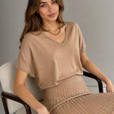 Ağaç İpeği Triko Donna Bluz Bej- Loose fit