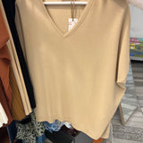 Ağaç İpeği Triko Donna Bluz Bej- Loose fit