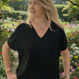 Ağaç İpeği Triko Donna Bluz Siyah - Loose fit