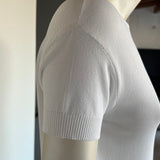 Silk Tree Boat Neck Knit Blouse - White