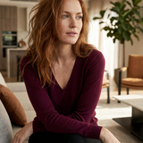 Extrafine Merino Audrey V-Neck Bordeaux