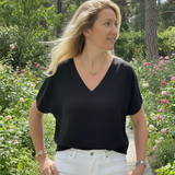 Ağaç İpeği Triko Donna Bluz Siyah - Loose fit