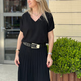 Bamboo Silk Knit Flared Skirt - Black