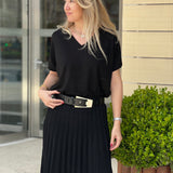 Ağaç İpeği Triko Donna Bluz Siyah - Loose fit