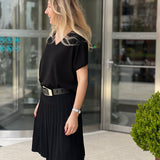 Bamboo Silk Knit Flared Skirt - Black