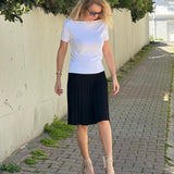 Bamboo Silk Knit Flared Skirt - Black