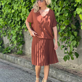 Tree Silk Knit Flared Skirt - Cinnamon